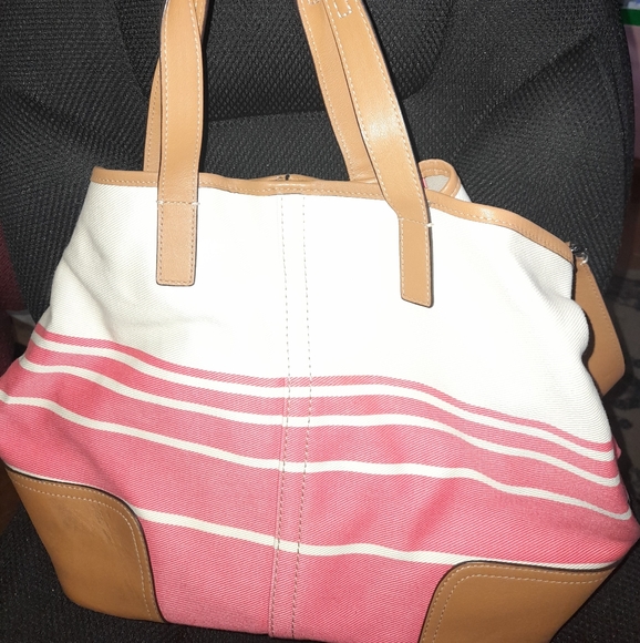 Coach F29921 Hadley Variegated Striped Duffle Silver/coral - Picture 3 of 16